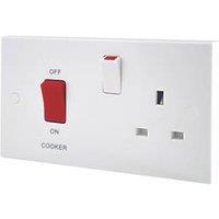 British General 900 Series 45A 2-Gang DP Cooker Switch & 13A DP Switched Socket White (56392)