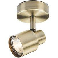Knightsbridge Round 1-Light Single GU10 Wall & Ceiling Spotlight Antique Brass (563GA)