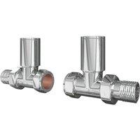 ETAL Rise 15mm x 1/2" Chrome Straight Designer Manual Radiator Valve Head & Body 2 Pack (565VV)
