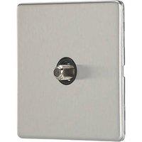 Contactum Lyric 1-Gang F-Type Satellite Socket Brushed Steel with Black Inserts (566RR)