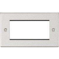 Knightsbridge Raised Square 4-Module Modular Faceplate Brushed Chrome (566YA)