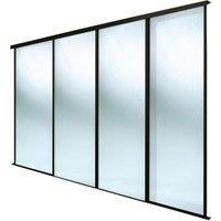 Spacepro Classic 4-Door Framed Sliding Wardrobe Doors Black Frame Mirror Panel 2978mm x 2260mm (5674F)