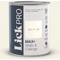 LickPro Max+ 1Ltr White 03 Matt Emulsion Paint (567TM)