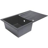 1 Bowl Plastic & Resin Kitchen Sink & Drainer Black Reversible 800mm x 500mm (5684K)