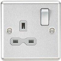 Knightsbridge 13A 1-Gang DP Switched Single Socket Brushed Chrome with Colour-Matched Inserts (570TX)