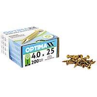 Optimaxx PZ Countersunk Wood Screws 4mm x 25mm 200 Pack (572TY)