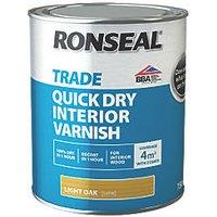 Ronseal 750ml Light Oak Satin Water-Based Interior Wood Varnish (572VT)