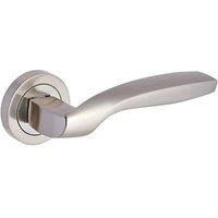 Smith & Locke Rhossilli Fire Rated Lever on Rose Door Handles Pair Brushed Nickel (573HY)