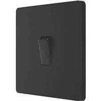 British General Evolve 20A 16AX 1-Gang Intermediate Light Switch Matt Black with Black Inserts (575PX)