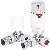 Towelrads 15mm x 1/2" White Corner Modern Thermostatic Radiator Valve & Lockshield (576RY)