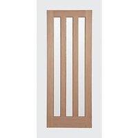 Modern 3-Frosted Light Unfinished Oak Wooden Traditional Internal Door 1981mm x 686mm (578FA)