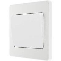 British General Evolve 20A 16AX 1-Gang 2-Way Wide Rocker Light Switch Pearlescent White with White Inserts (580PY)