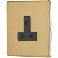 Contactum Lyric 5A 1-Gang Unswitched Round Pin Socket Brushed Brass with Black Inserts (580RR)