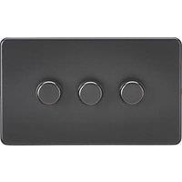 Knightsbridge 3-Gang 2-Way LED Intelligent Dimmer Switch Matt Black (581PX)