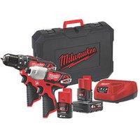 Milwaukee M12BPP2A-421C 12V 2 x 2.0 / 4.0Ah Li-Ion RedLithium Cordless Twin Pack (582VT)