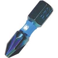 Spyder Mach-Blue 1/4" 25mm Hex Shank PZ2 Impact Driver Bits 25 Pack (584YL)