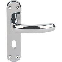Serozzetta Shape Fire Rated Lever on Backplate Lock Door Handles Pair Polished Chrome (58591)