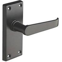 Designer Levers Victorian Fire Rated Latch Straight Lever Door Handle Pair Matt Black (585KK)