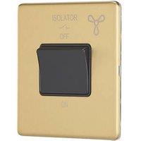 Contactum Lyric 10AX 1-Gang 3-Pole Fan Isolator Switch Brushed Brass with Black Inserts (586RP)