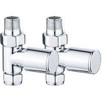 Towelrads 15mm x 1/2" Chrome Straight Designer Manual Radiator Valve & Lockshield 2 Pack (586RY)