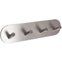 Eclipse 4-Hook Angled Coat Rail Satin Stainless Steel 191mm x 48mm (5879P)