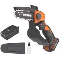 Worx WG324E 20V 1 x 2.0Ah Lithium PowerShare Cordless 12cm Pruning Chainsaw (587HA)