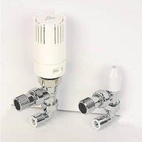 Myson TRV2PAK10ACPF90 10mm x 1/2" Chrome/White Angled Standard Thermostatic Radiator Valve & Lockshield (587PX)
