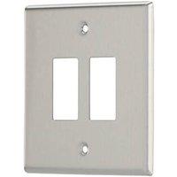 Contactum iConic 2-Module Grid Faceplate Brushed Steel (587RK)