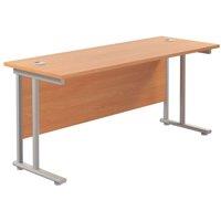 TC Group Aztec Twin Upright Rectangular Office Desk Beech/Silver 1800mm x 600mm (590TT)