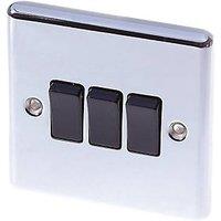 LAP 10AX 3-Gang 2-Way Light Switch Polished Chrome with Black Inserts (59194)