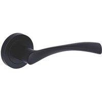 Smith & Locke Bude Fire Rated Lever on Rose Door Handles Pair Matt Black (591HY)