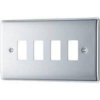 British General Nexus Metal Grid 4-Module Grid Faceplate Polished Chrome (593RF)