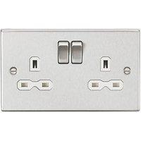 Knightsbridge 13A 2-Gang DP Switched Double Socket Brushed Chrome with White Inserts (595TX)