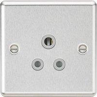 Knightsbridge 5A 1-Gang Unswitched Socket Brushed Chrome with Colour-Matched Inserts (596TY)
