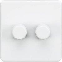 Knightsbridge 2-Gang 2-Way LED Intelligent Dimmer Switch Matt White (597PY)