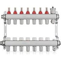 JG Underfloor 7 Port Heating Manifold Brushed Steel (598TY)