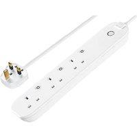 British General 13A 3-Gang Switched Smart Extension Lead White 1m (599PG)