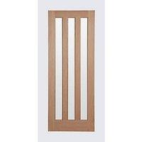 Modern 3-Frosted Light Unfinished Oak Wooden Traditional Internal Door 1981mm x 838mm (600FA)