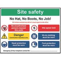 Essentials "No Hat, No Boots, No Job" Sign 800mm x 600mm (600HL)