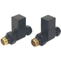 Towelrads 15mm x 1/2" Black Straight Designer Manual Radiator Valve & Lockshield 2 Pack (600RY)