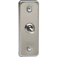 Varilight 10A 1-Gang 2-Way Architrave Light Switch Brushed Steel with Colour-Matched Inserts (600YT)