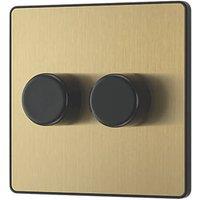 British General Evolve 2-Gang 2-Way LED Dimmer Switch Satin Brass with Black Inserts (601PY)