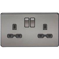 Knightsbridge 13A 2-Gang DP Switched Double Socket Black Nickel with Black Inserts (602TY)