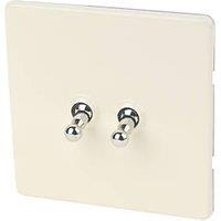 Varilight 10AX 2-Gang 2-Way Toggle Switch White Chocolate (60309)