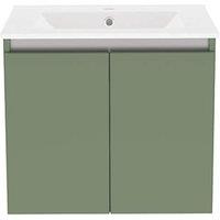 Newland Double Door Wall-Mounted Vanity Unit with Basin Matt Sage Green 600mm x 450mm x 540mm (603RN)