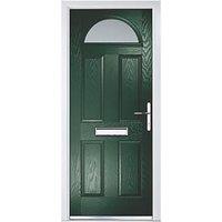 Crystal 4-Panel 1-Light Left or Right-Handed Dark Green Composite Front Door 2055mm x 920mm (604JM)