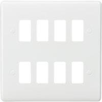 Knightsbridge Curved Edge 8-Module Grid Faceplate White (605YA)