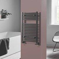 Towelrads 800mm x 500mm 1307BTU Black Flat Towel Radiator (607RY)
