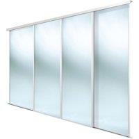 Spacepro Classic 4-Door Framed Sliding Wardrobe Doors White Frame Mirror Panel 2978mm x 2260mm (6106F)