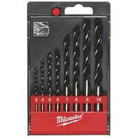 Milwaukee Straight Shank Double-Flute Brad Point Wood Drill Bit Set 8 Pieces (610FJ)